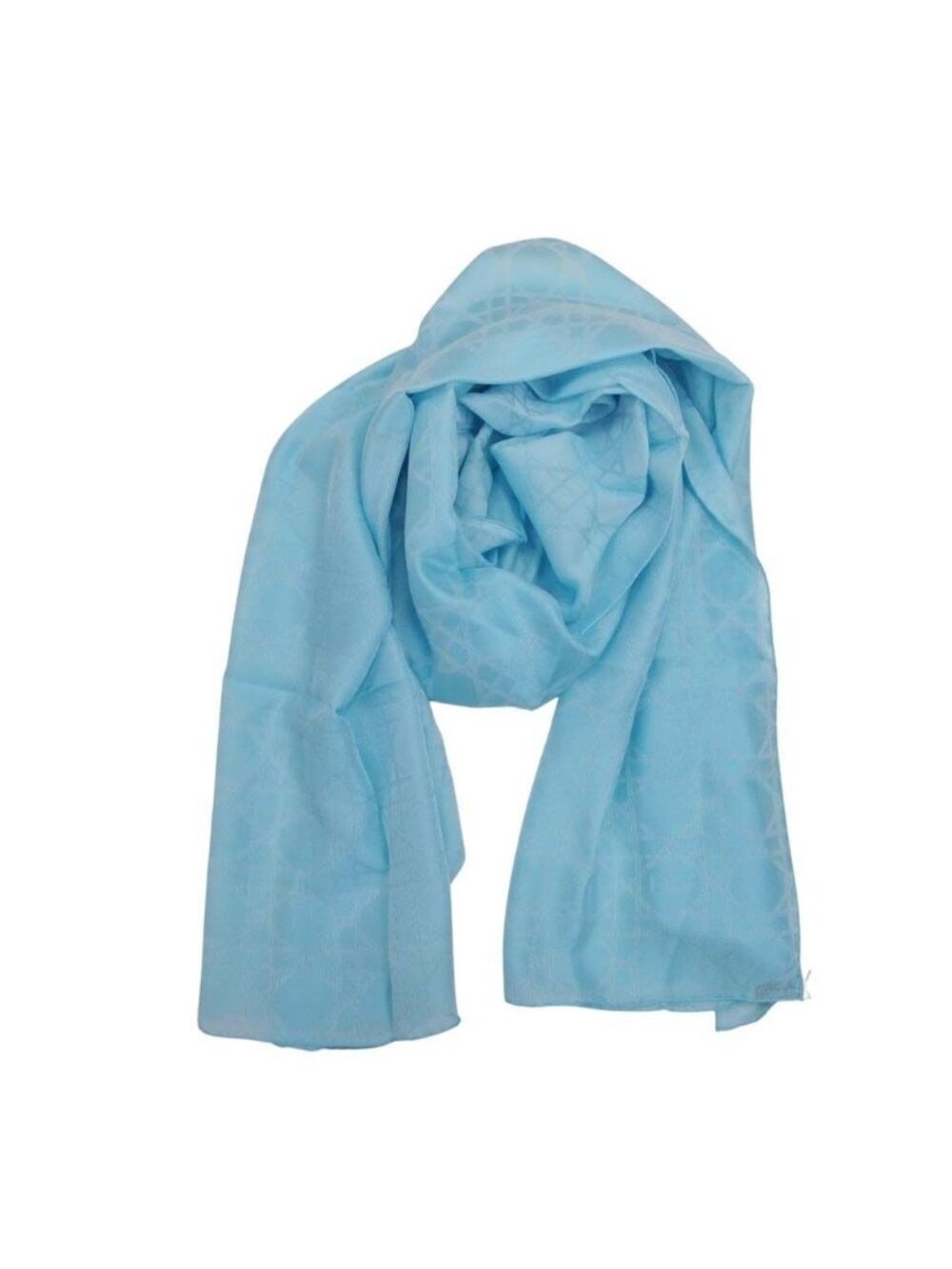 Dior Cannage Silk Jacquard Shawl Light Blue Scarf - Picture 2 of 7